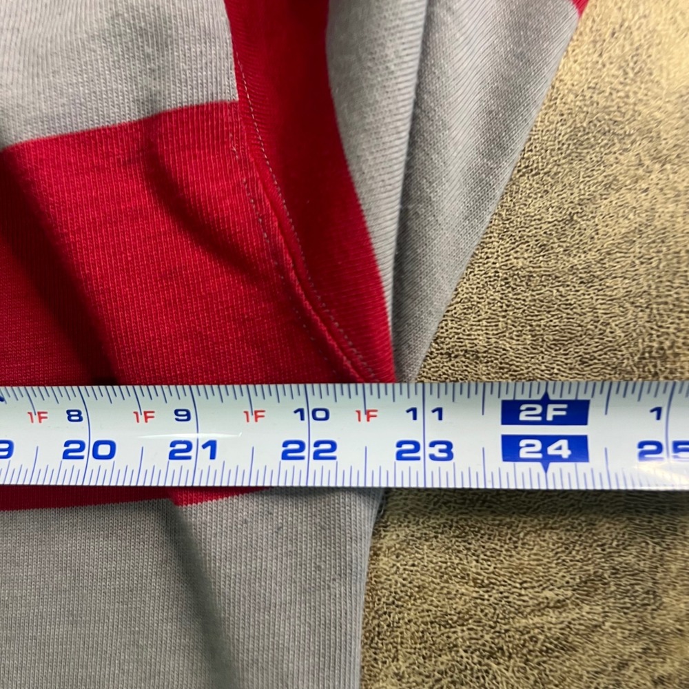 Steeplechase Rugby Polo Shirt Mens XL Red Grey Striped Long Sleeve Cotton VTG - Picture 7 of 9